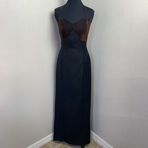 Vtg Nadine Babydoll Dress Women's‎ 11 Bronzy Metallic Black Glam Whimsigoth NWT